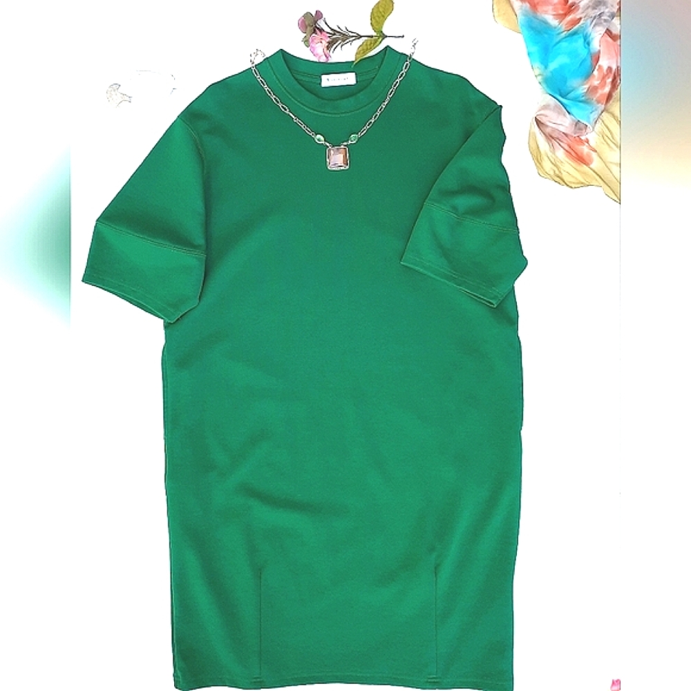 ANGEL VOICE Pockets, Kelly Green Jersey Dress, Balloon, Lagenlook